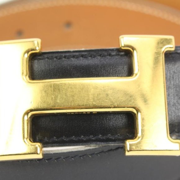 Hermès Black x Brown x Gold 32mm Reversible H Logo Belt Kit s331h52 main image 6